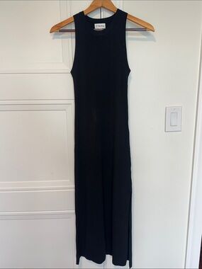 Th Drop XS Black Ribbed Tank Maxi Dress